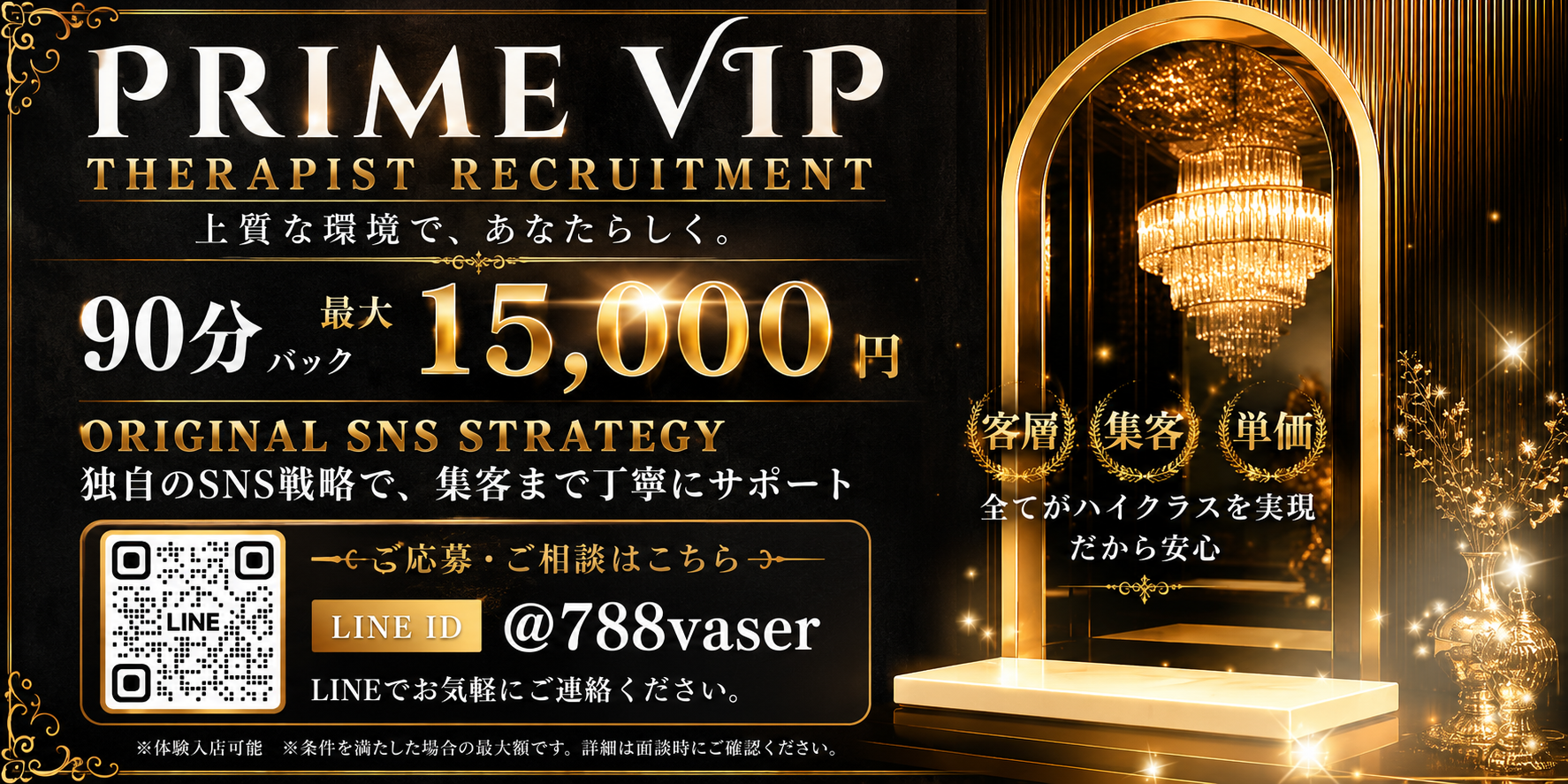 Prime VIP セラピスト募集・求人LINE案内
